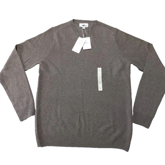 M&S Extra Fine Lambswool Sweater L Long Brown Pure New Wool Crew Neck NWT - Picture 1 of 8